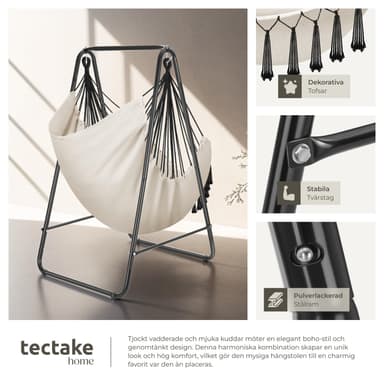 tectake Hängstol Alison, boho-stil, bärkapacitet 160kg - beige