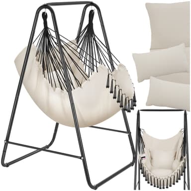 tectake Hängstol Alison, boho-stil, bärkapacitet 160kg - beige