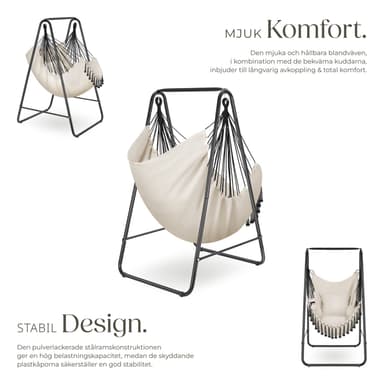 tectake Hängstol Alison, boho-stil, bärkapacitet 160kg - beige