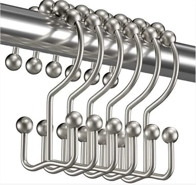 Duschdraperikrok i Rostfritt stål 12-pack Silver
