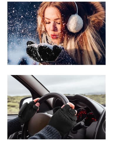 Fingerlösa polarfleecehandskar / vintervantar 2-i-1 S