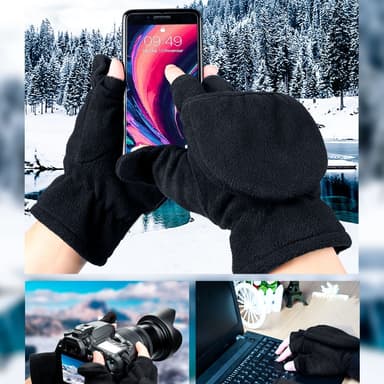 Fingerlösa polarfleecehandskar / vintervantar 2-i-1 S