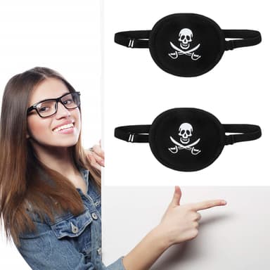 3D ögonmask för ett öga med piratmotiv 2-pack Svart