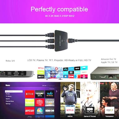 HDMI switch 3x1 med HDR 3D 4K