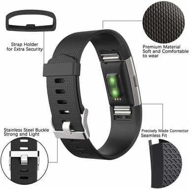 Fitbit Charge 2 armband silikon 3-pack (S) Svart/Grå/Vit