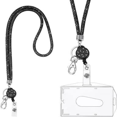 Lanyard med ID-korthållare Svart