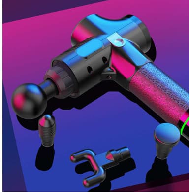 Massagepistol med 6 utbytbara massagehuvuden Svart