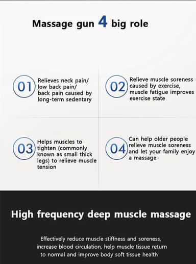 Massagepistol med 6 utbytbara massagehuvuden Svart