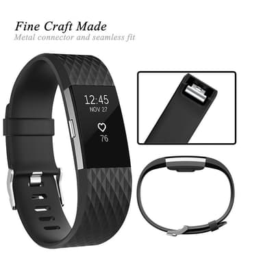 Fitbit Charge 2 armband silikon Svart (L)