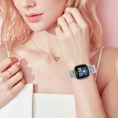 Klockarmband i rostfritt stål för Fitbit Versa3/4/Sense 2 Silver