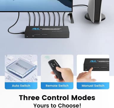 HDMI Switch 7x1 med 4K 60Hz och IR-fjärrkontroll, för PS5 PS4 Xbox DVD