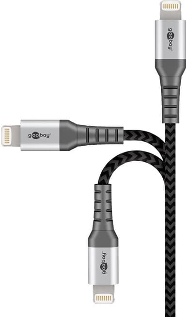 Lightning-USB-C™ textilkabel med metallkontakter, 2 m