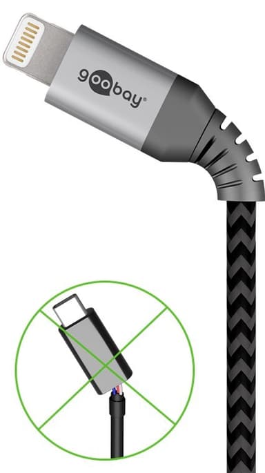 Lightning-USB-C™ textilkabel med metallkontakter, 2 m