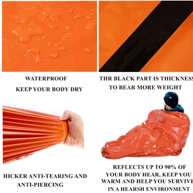 Räddningsfilt sovsäck för nödsituationer 210×91 cm Orange