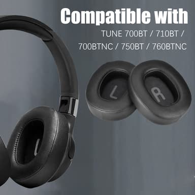 1 par öronkuddar för JBL TUNE 700BT/710BT/700BTNC/750BT/760BTNC Svart