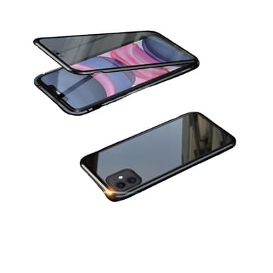 Magnetfodral för iPhone, dubbelsidigt skal av härdat glas Svart iPhone