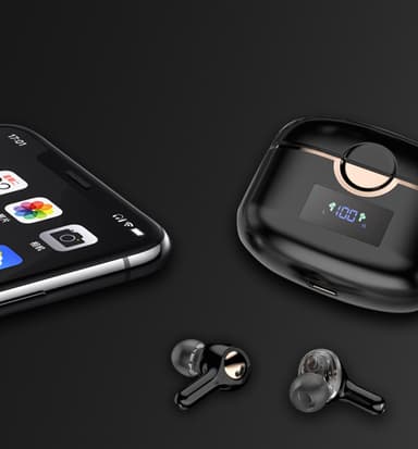 Trådlösa Bluetooth 5.0 Hörlurar med dubbla dynamiska högtalare Svart