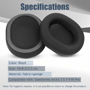 Öronkuddar för SteelSeries Arctis 3/5/7/9/9X/Pro Svart 1 par