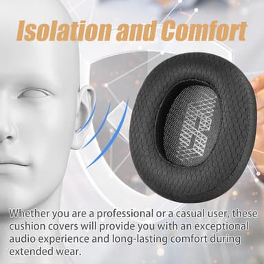 Öronkuddar för JBL E65BTNC/ Duet NC/Live 650 BTNC/Live 660 BTNC Svart