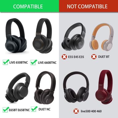 Öronkuddar för JBL E65BTNC/ Duet NC/Live 650 BTNC/Live 660 BTNC Svart