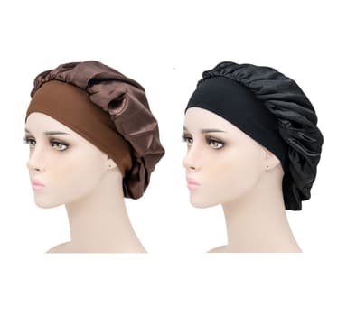Sovmössa - Skyddar håret när du sover 2-pack Brun+svart