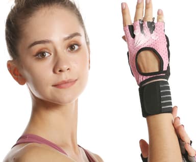 Träningshandskar med handledsstöd Rosa M