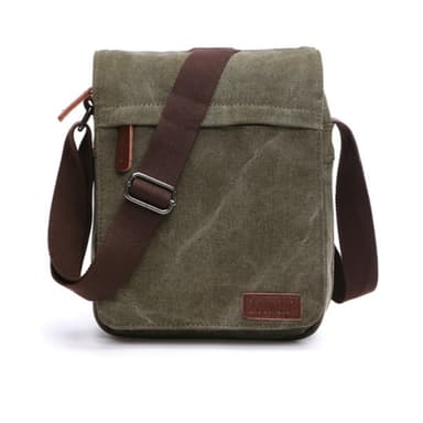 Sportig crossbody väska i canvas och läder Mörkgrön