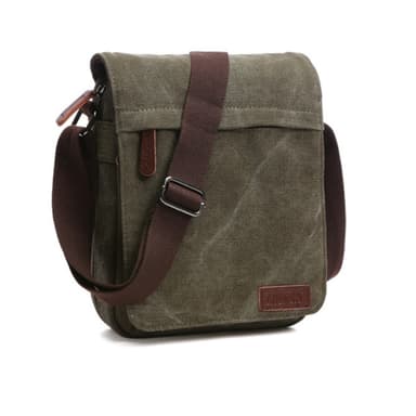 Sportig crossbody väska i canvas och läder Mörkgrön