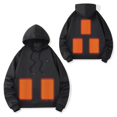 Uppvärmd huvtröja med 5 Värmezoner Svart 3XL