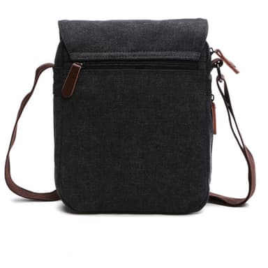 Sportig crossbody väska i canvas och läder Svart