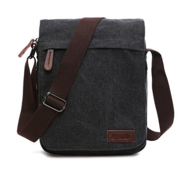 Sportig crossbody väska i canvas och läder Svart