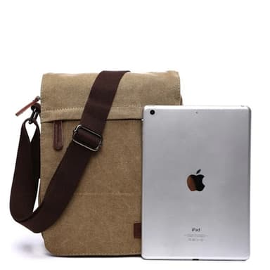 Sportig crossbody väska i canvas och läder Svart