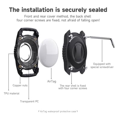 Vattentätt Apple AirTag-skal för hundhalsband Svart