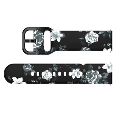 Silikonarmband för Samsung Galaxy Watch Gråa blommor på svart bakgrund