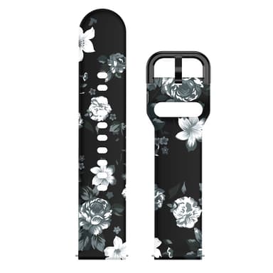 Silikonarmband för Samsung Galaxy Watch Gråa blommor på svart bakgrund