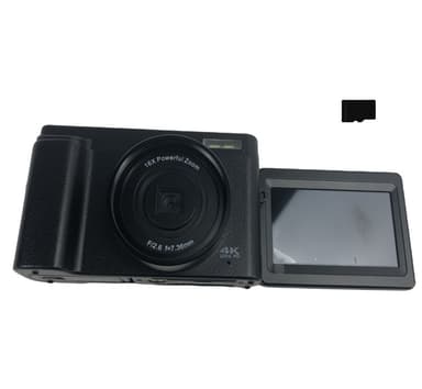 Digitalkamera med 48 MP, HD 1080p, 16x zoom, flip screen, 32GB minnesk