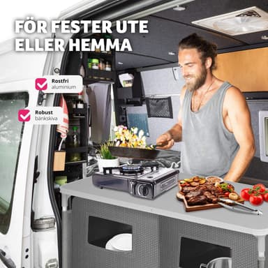 tectake Campingkök Bekvämlighet med 4 fack - grå