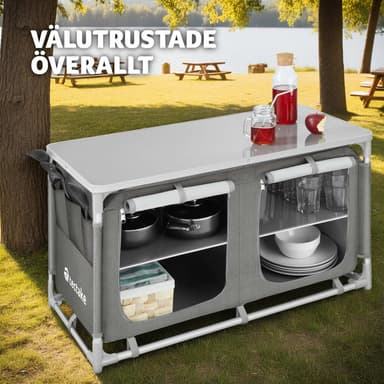 tectake Campingkök Bekvämlighet med 4 fack - grå