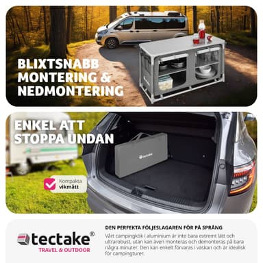 tectake Campingkök Bekvämlighet med 4 fack - grå