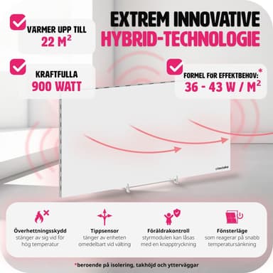 tectake Hybrid-infravärmare med termostat och tippskydd - 900 W