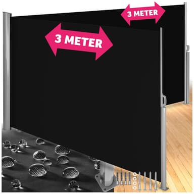 tectake Sidomarkis dubbel i Aluminium - 160 x 600 cm, svart