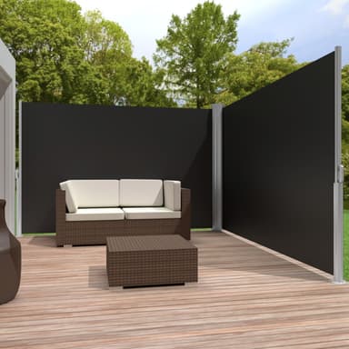 tectake Sidomarkis dubbel i Aluminium - 160 x 600 cm, svart