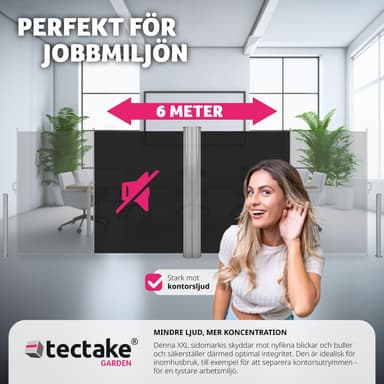 tectake Sidomarkis dubbel i Aluminium - 160 x 600 cm, svart