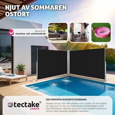 tectake Sidomarkis dubbel i Aluminium - 160 x 600 cm, svart