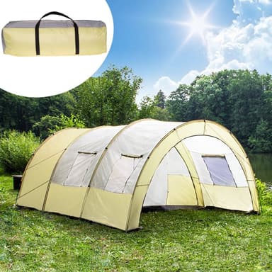 tectake Familjetält 6 personer - beige/grå