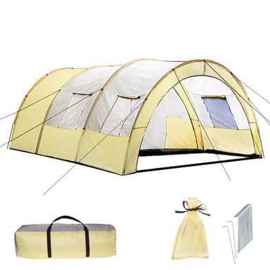 tectake Familjetält 6 personer - beige/grå
