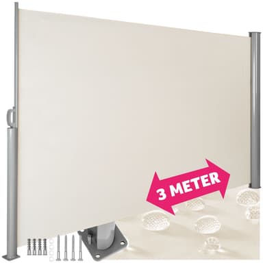 tectake Sidomarkis i aluminium utdragbar med upprullningsmekanism - 180 x 300 cm, beige