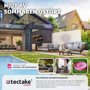 tectake Sidomarkis i aluminium utdragbar med upprullningsmekanism - 180 x 300 cm, beige