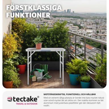 tectake Campingbord i aluminium, hopfällbart 75 x 55 x 68cm - grå