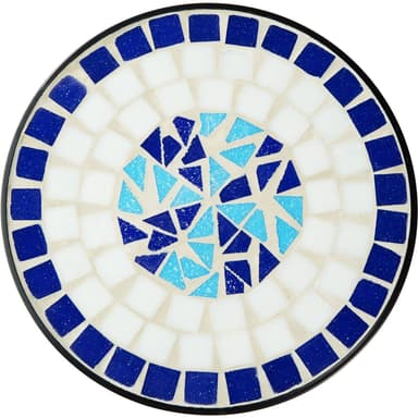 tectake Balkongbordsblomma pall med mosaikmönster 30x30x61,5cm - vit/blå